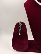 Golden Floral Crystal Drop Earrings for Women