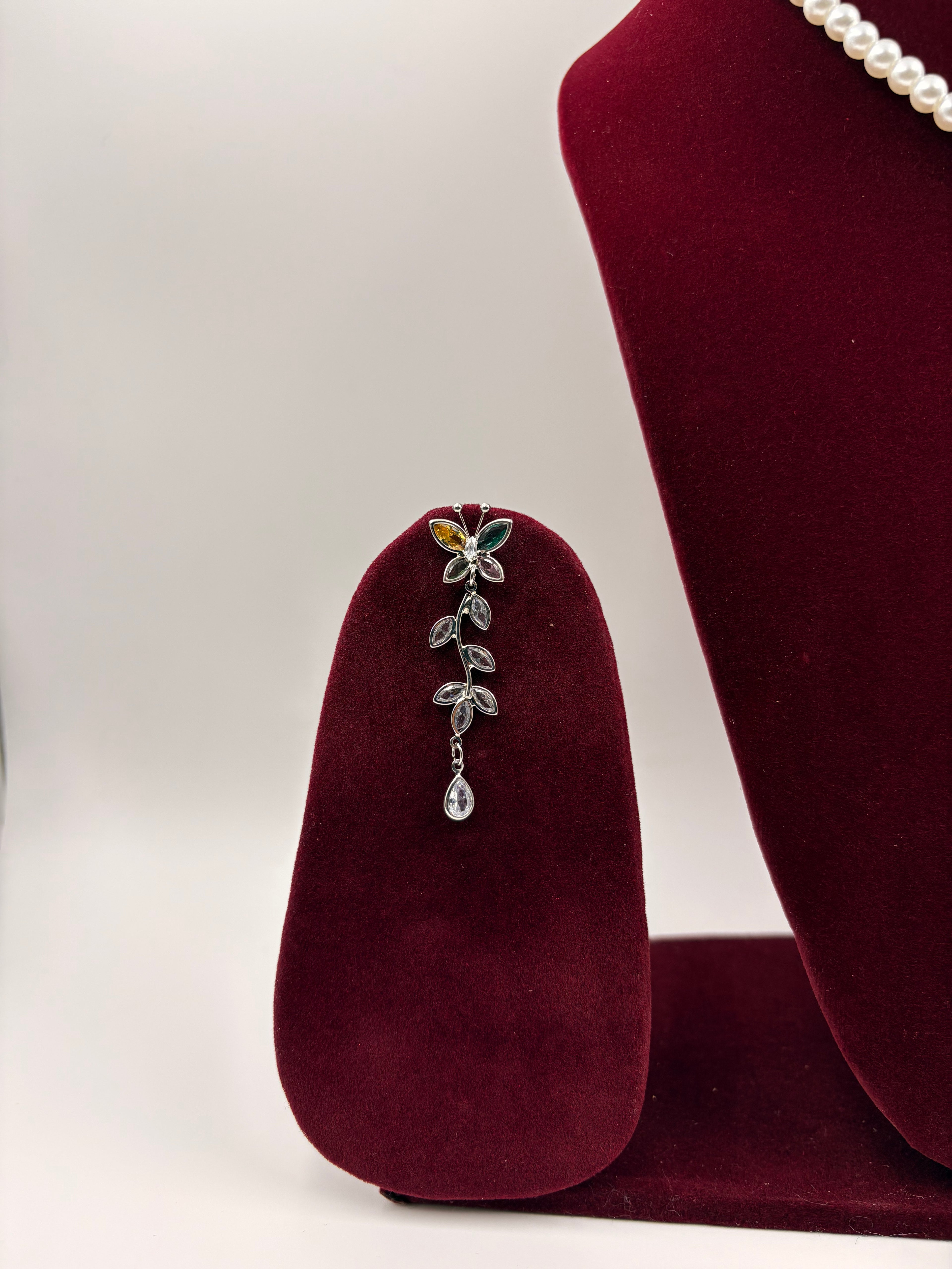 Golden Floral Crystal Drop Earrings for Women