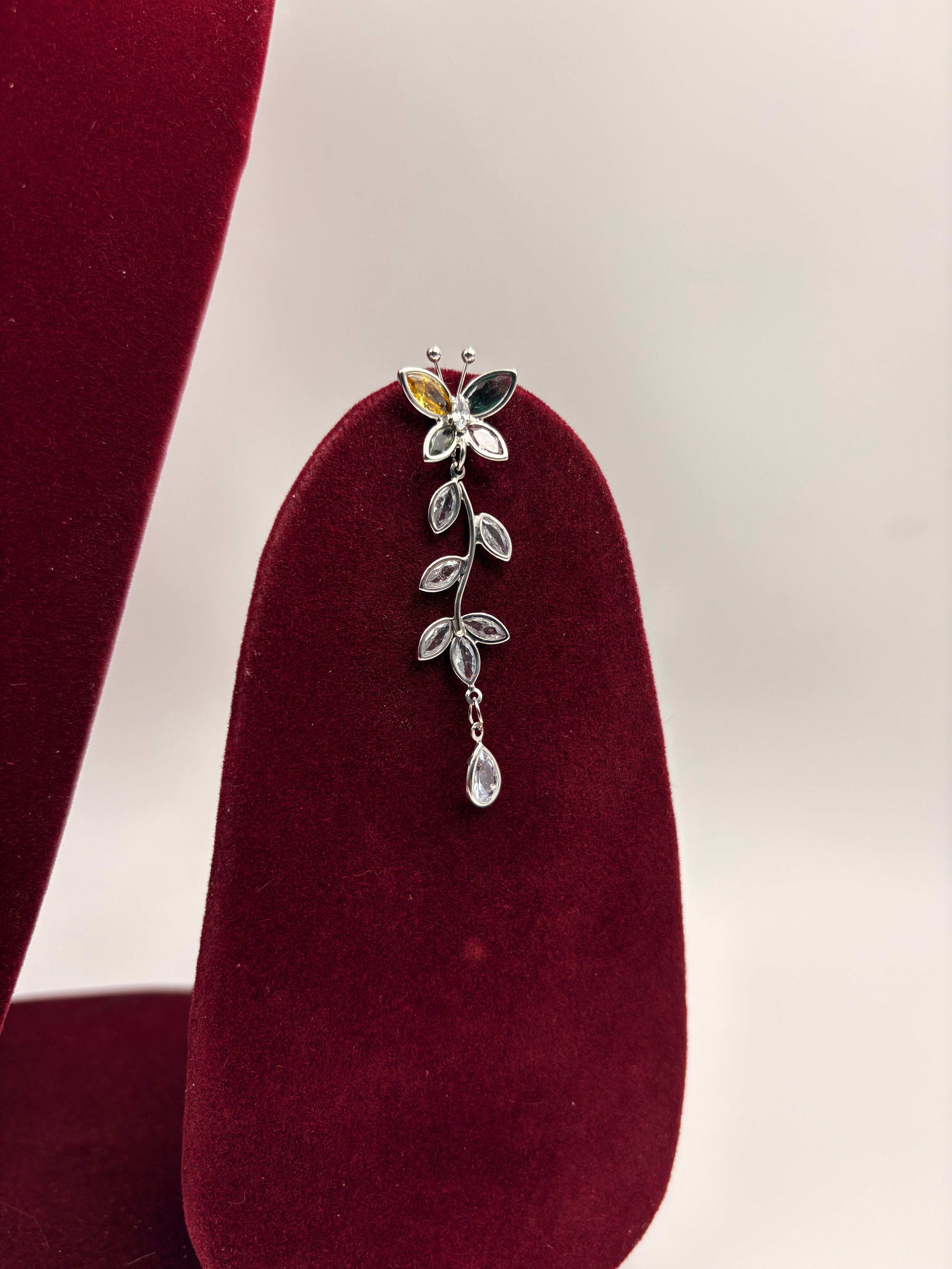 Golden Floral Crystal Drop Earrings for Women