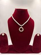 Classic Pearl Halo Pendant Necklace Set