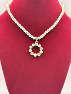 Classic Pearl Halo Pendant Necklace Set
