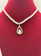 Pearl Teardrop Pendant Necklace Set for Women