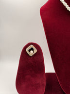 Pearl Geometric Pendant Necklace Set (Gold Finish)