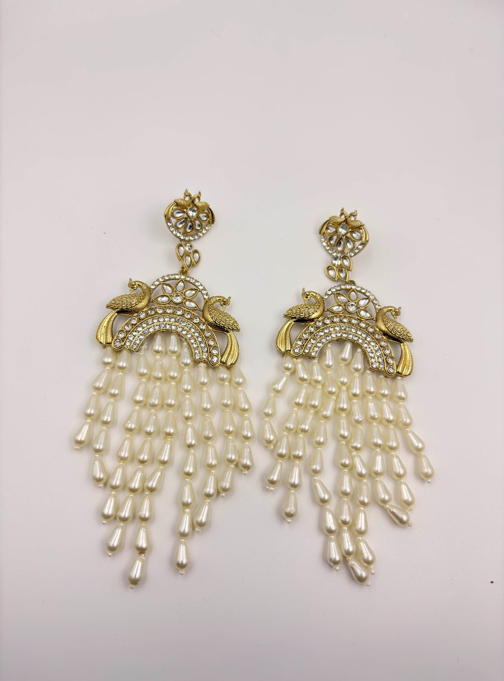 Royal Peacock Pearl Cascade Earrings