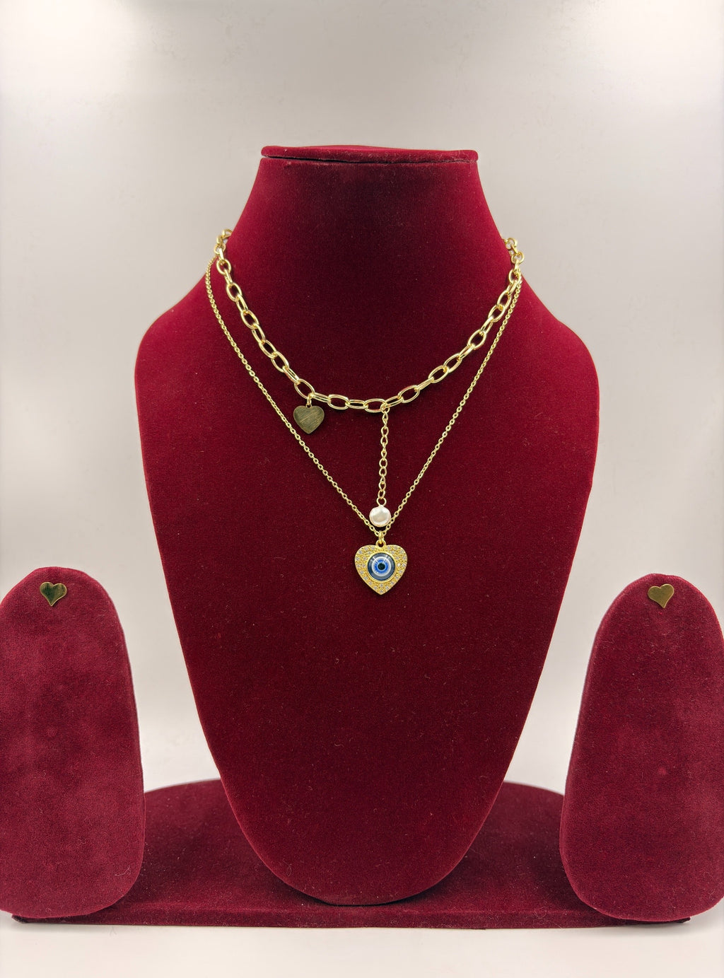 Layered Evil Eye Heart Pendant Fashion Jewellery Necklace View 4