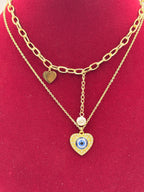 Layered Evil Eye Heart Pendant Fashion Jewellery Necklace View 2