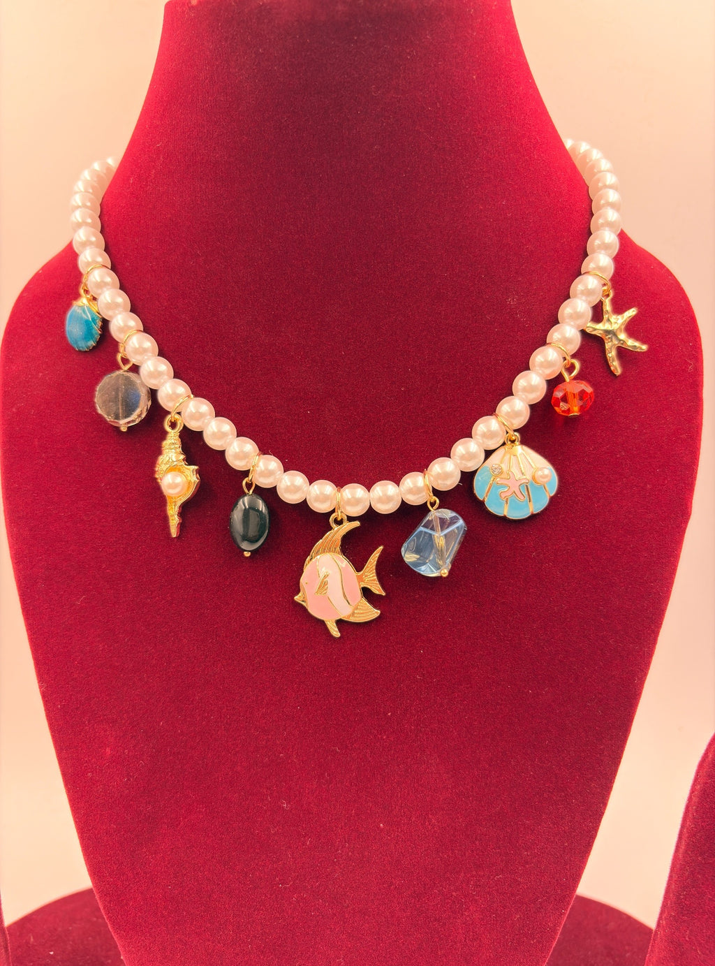 Ocean Theme Pearl Charm Artificial Jewellery Necklace for Women