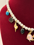 Ocean Theme Pearl Charm Artificial Jewellery Necklace for Women View 4