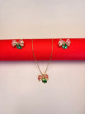 Bow Pendant Necklace & Earrings Set