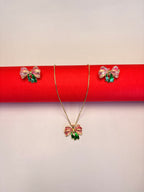 Bow Pendant Necklace & Earrings Set