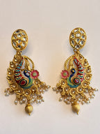 Peacock Design Kundan Earrings