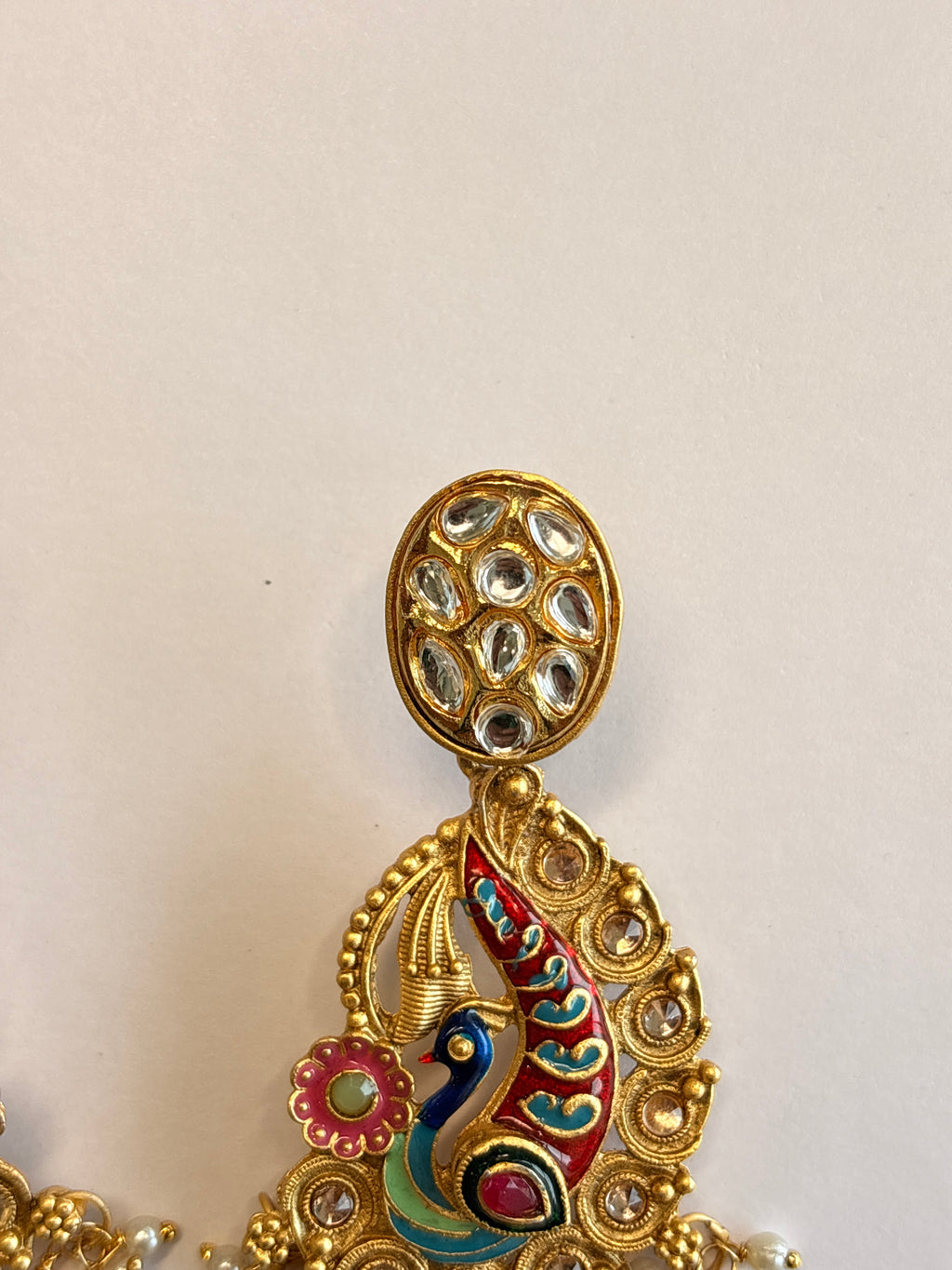 Peacock Design Kundan Earrings