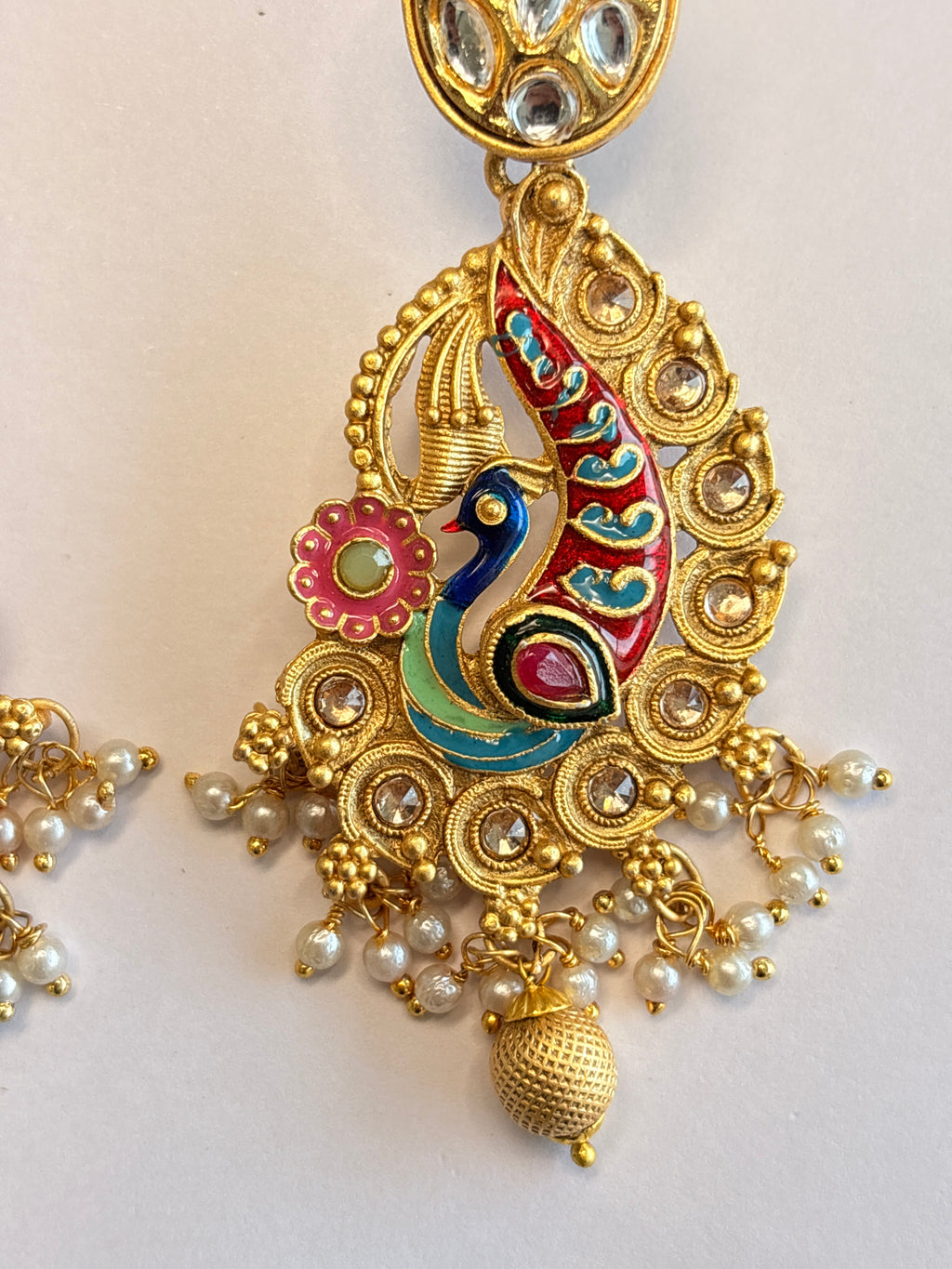 Peacock Design Kundan Earrings