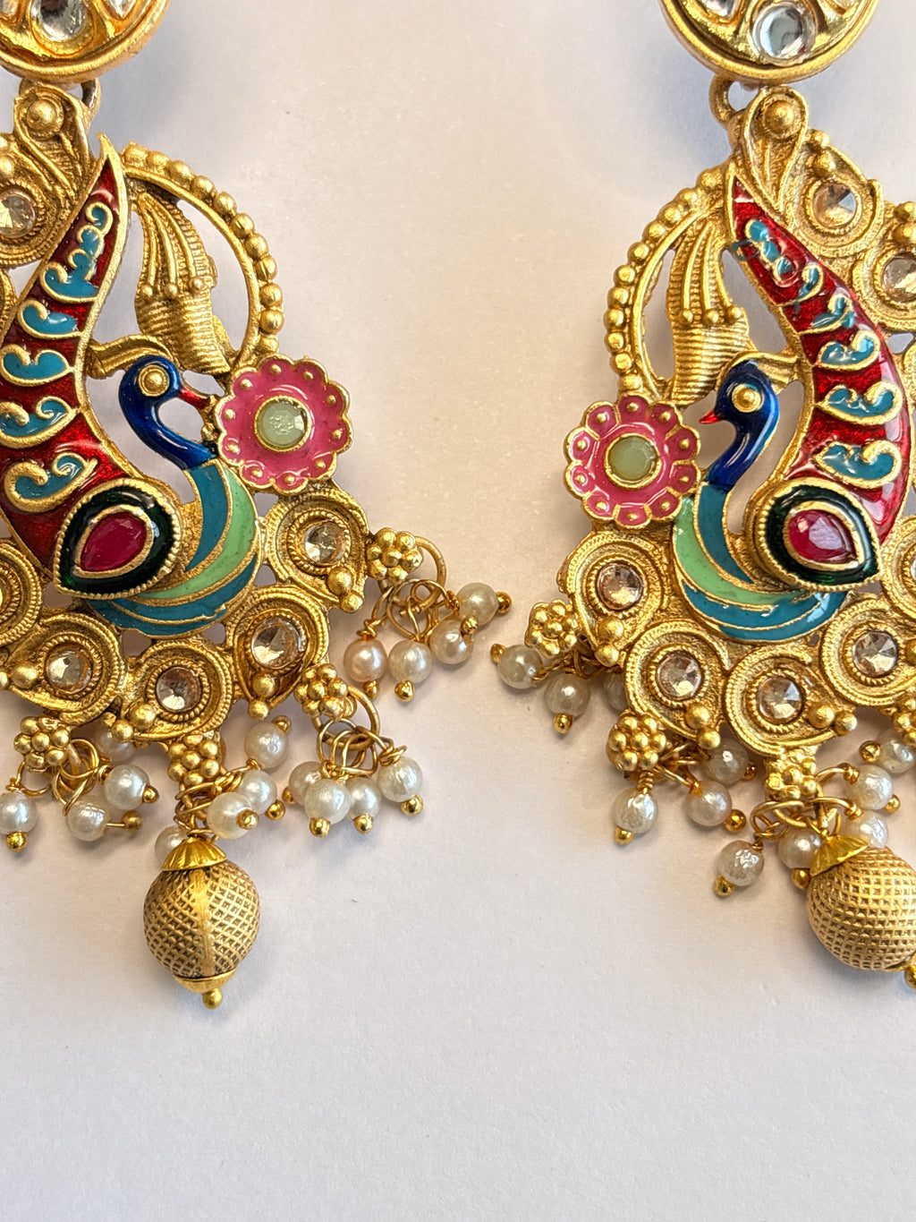 Peacock Design Kundan Earrings