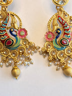 Peacock Design Kundan Earrings