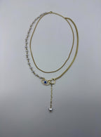 Gold Evil Eye Heart Fashion Jewellery Necklace Stud Earrings Set View 5