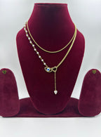 Gold Evil Eye Heart Fashion Jewellery Necklace Stud Earrings Set