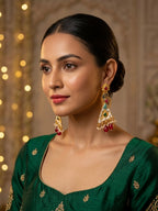 Peacock Style Long Kundan Earrings