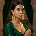 Krishna Design Kundan Chandbali Earrings with Pearls