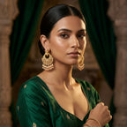 Krishna Design Kundan Chandbali Earrings with Pearls