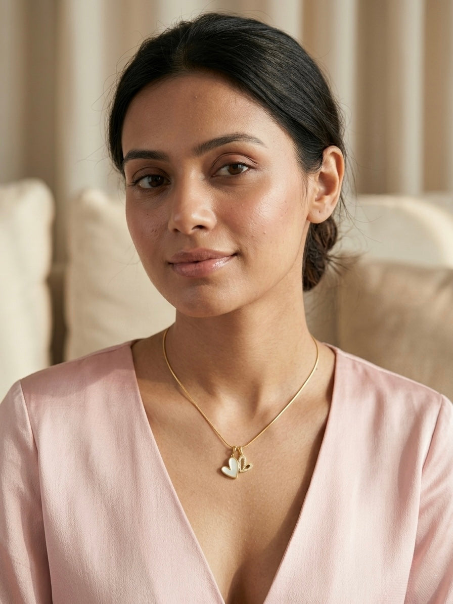 Elegant Double Heart Gold Pendant Necklace – Fashion Jewellery for Women