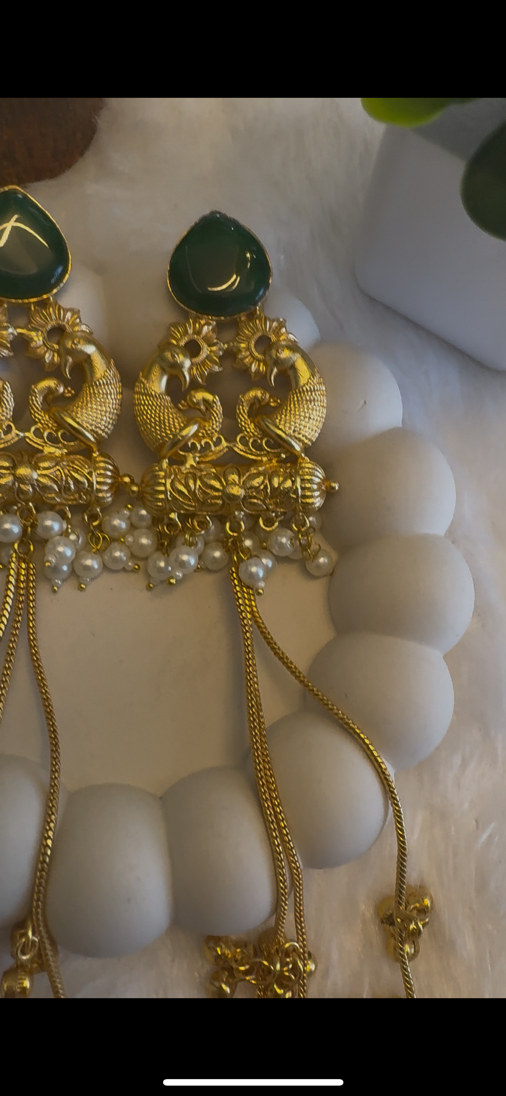 Royal Green Kundan Long Dangle( Kashmiri Jhumka) Earrings for Women