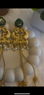 Royal Green Kundan Long Dangle( Kashmiri Jhumka) Earrings for Women