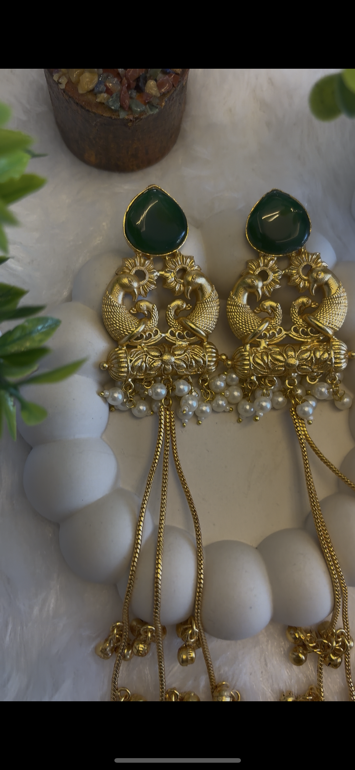 Royal Green Kundan Long Dangle( Kashmiri Jhumka) Earrings for Women