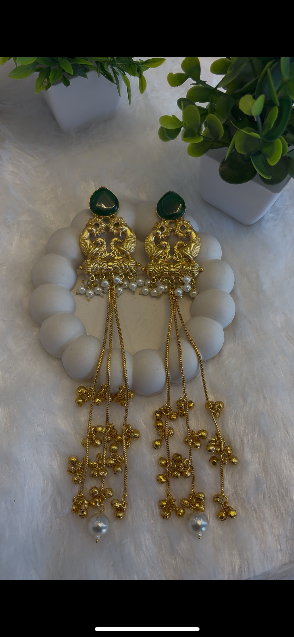 Royal Green Kundan Long Dangle( Kashmiri Jhumka) Earrings for Women