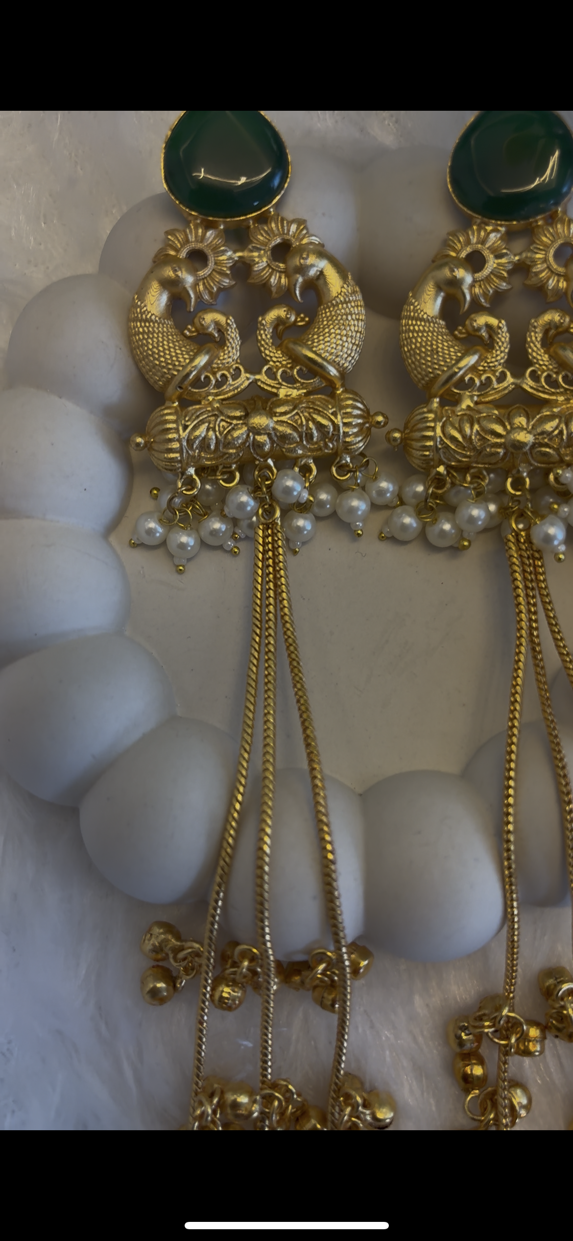 Royal Green Kundan Long Dangle( Kashmiri Jhumka) Earrings for Women