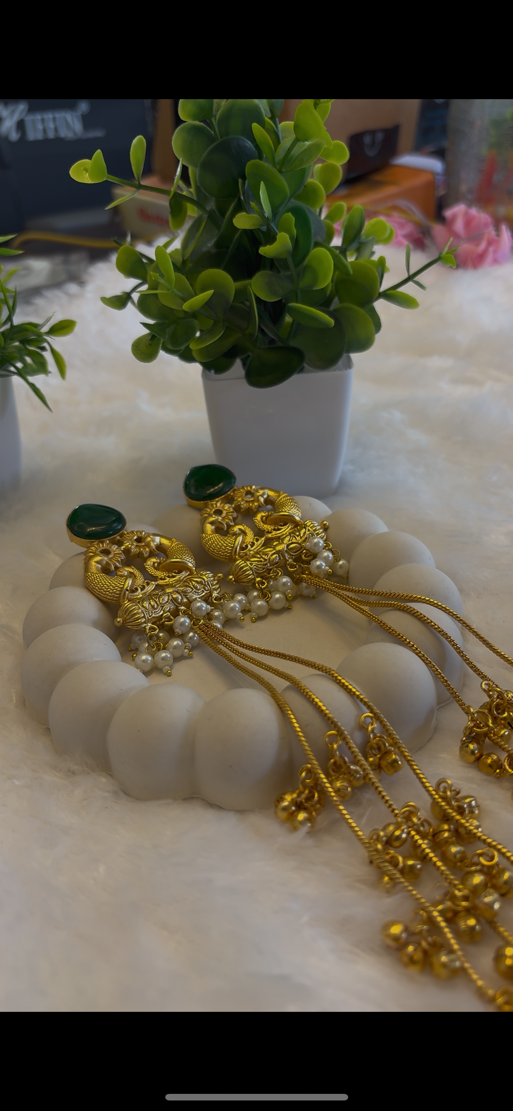 Royal Green Kundan Long Dangle( Kashmiri Jhumka) Earrings for Women