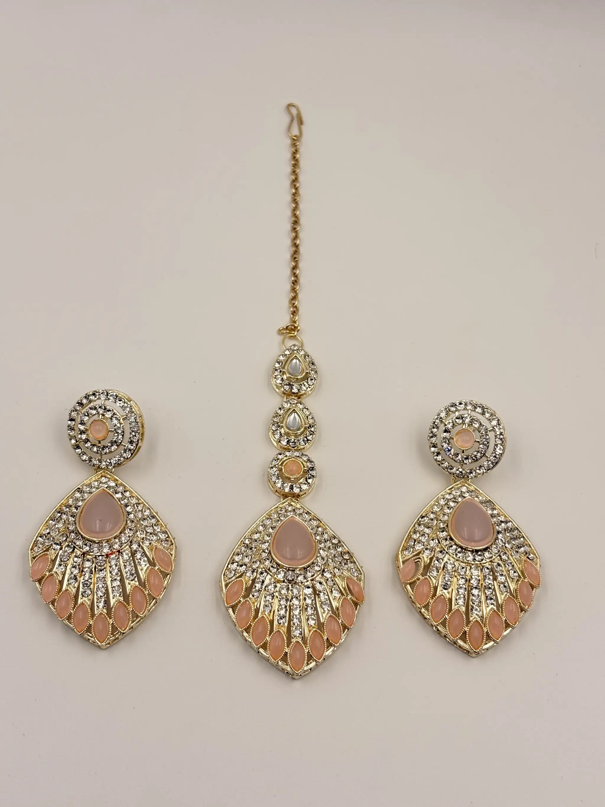Peach Stone Bridal Necklace Set