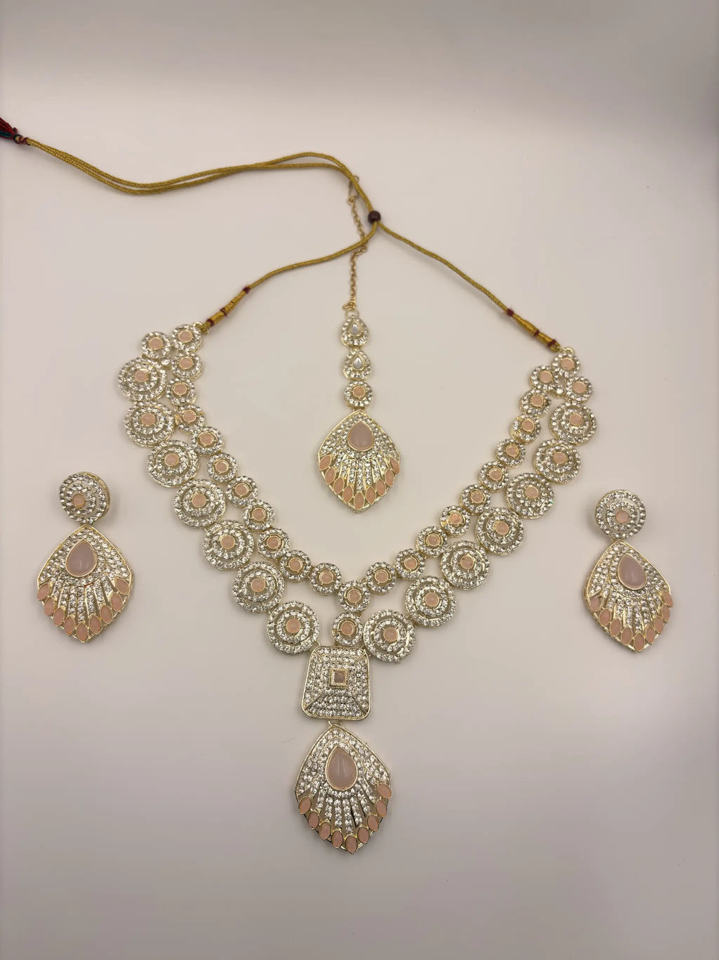 Peach Stone Bridal Necklace Set