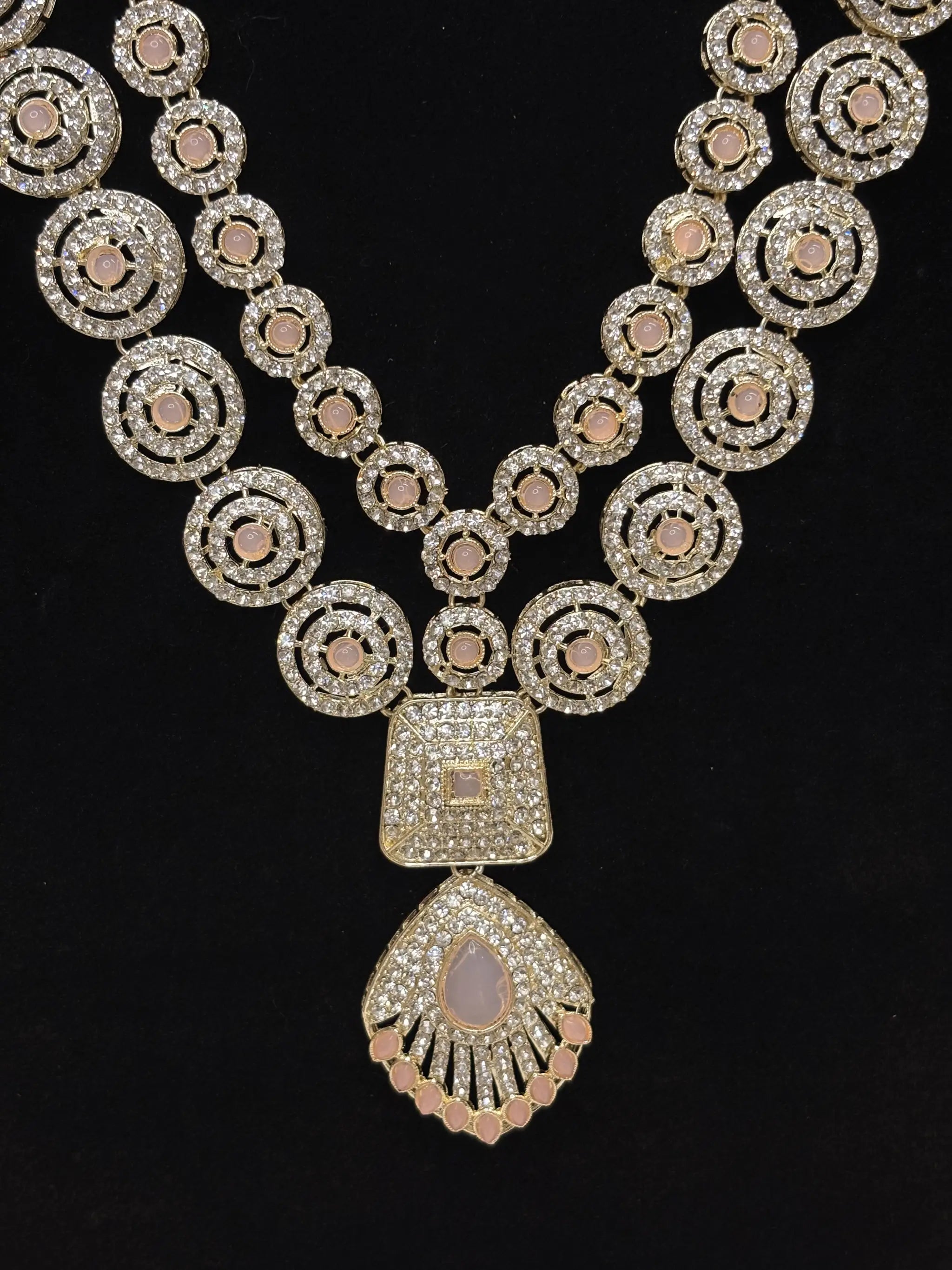 Peach Stone Bridal Necklace Set