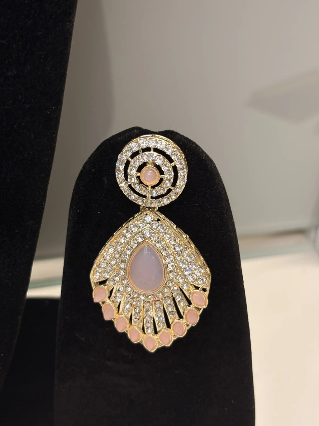 Peach Stone Bridal Necklace Set