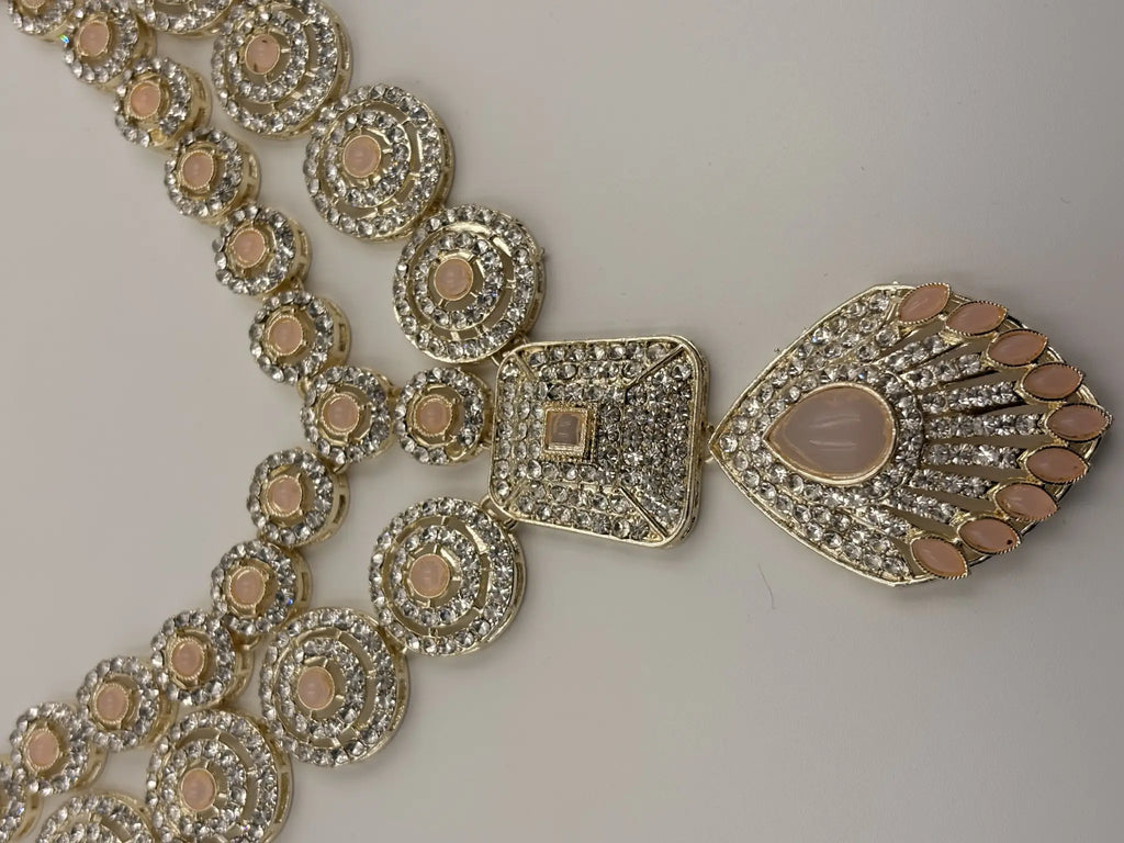 Peach Stone Bridal Necklace Set