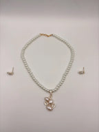 Pearl Necklace with Cluster Pendant Set 3 Piece