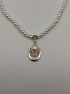 Pearl Necklace with Floral Pendant Set