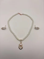 Pearl Necklace with Floral Pendant Set