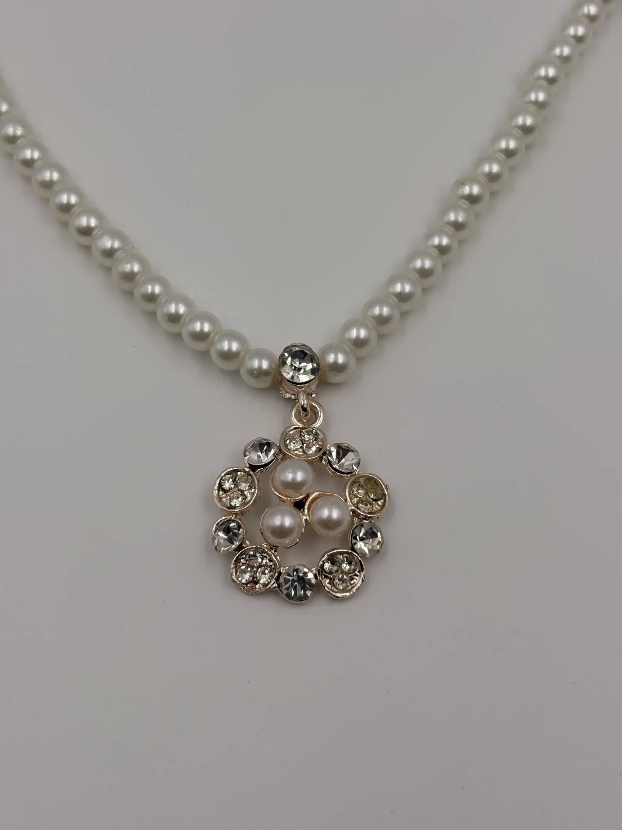 Pearl Necklace with Round Pendant Set Of Three