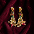 Peacock Style Long Kundan Earrings