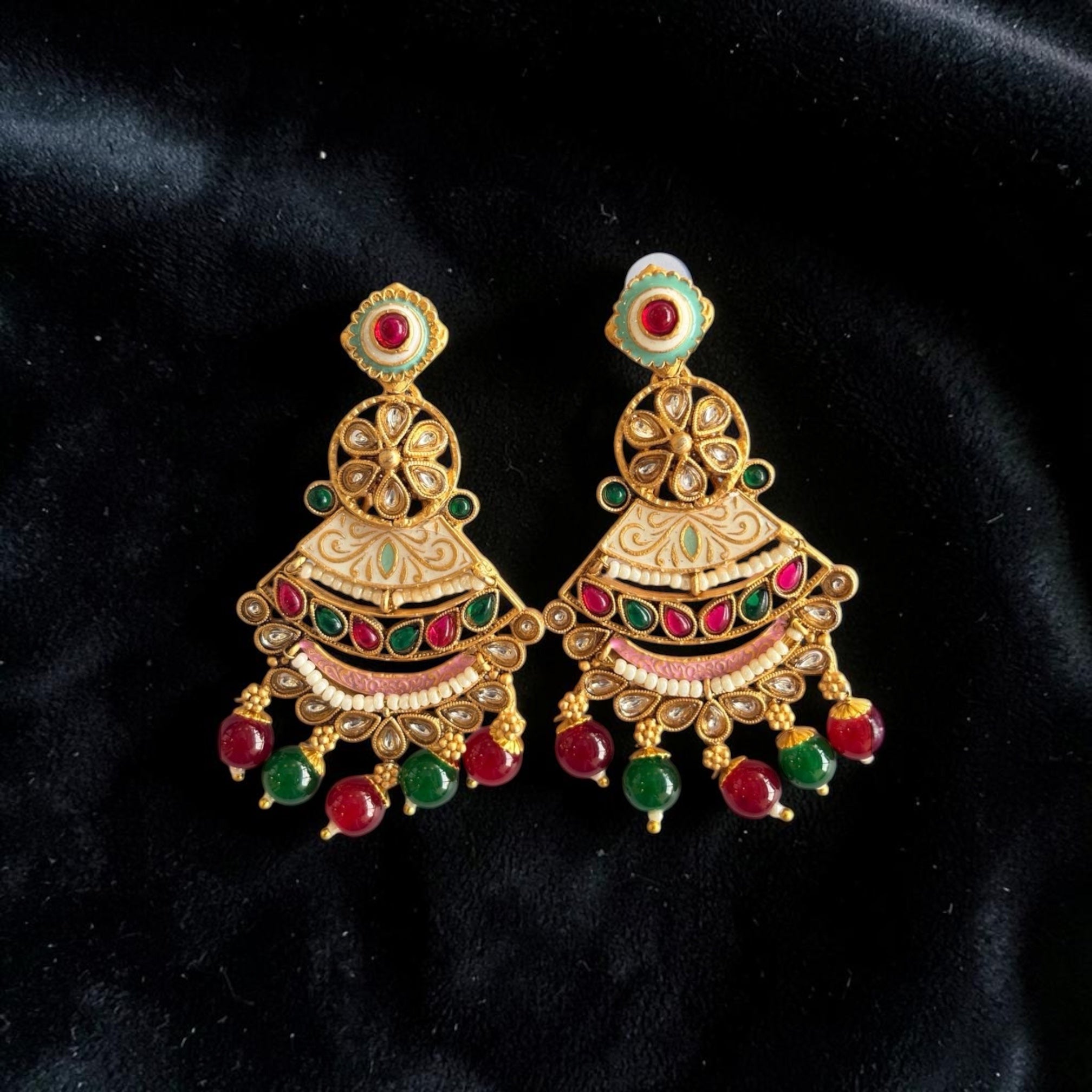 Traditional Kundan Chandbali Earrings