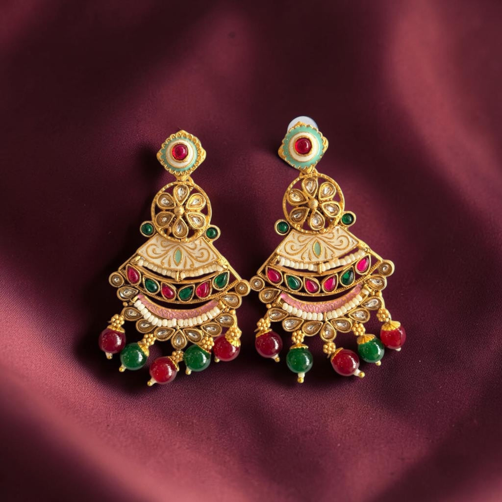 Traditional Kundan Chandbali Earrings