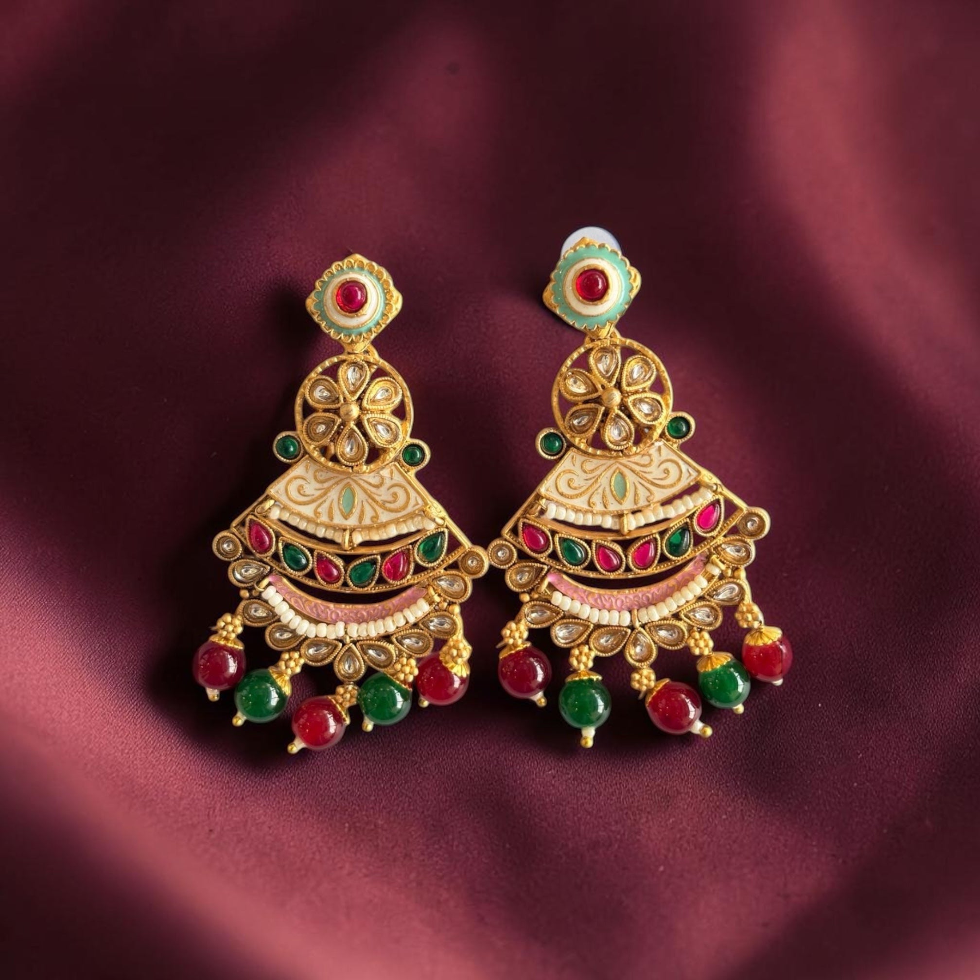 Traditional Kundan Chandbali Earrings