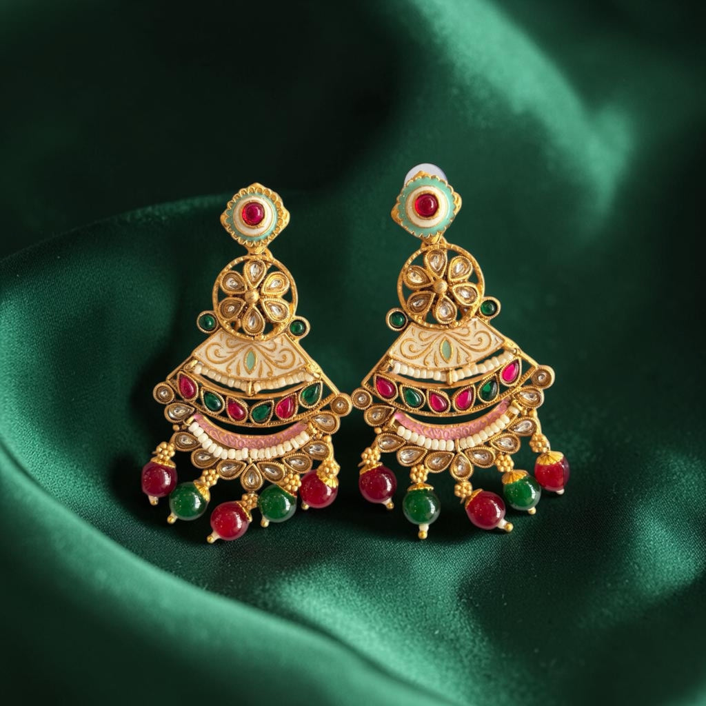 Traditional Kundan Chandbali Earrings