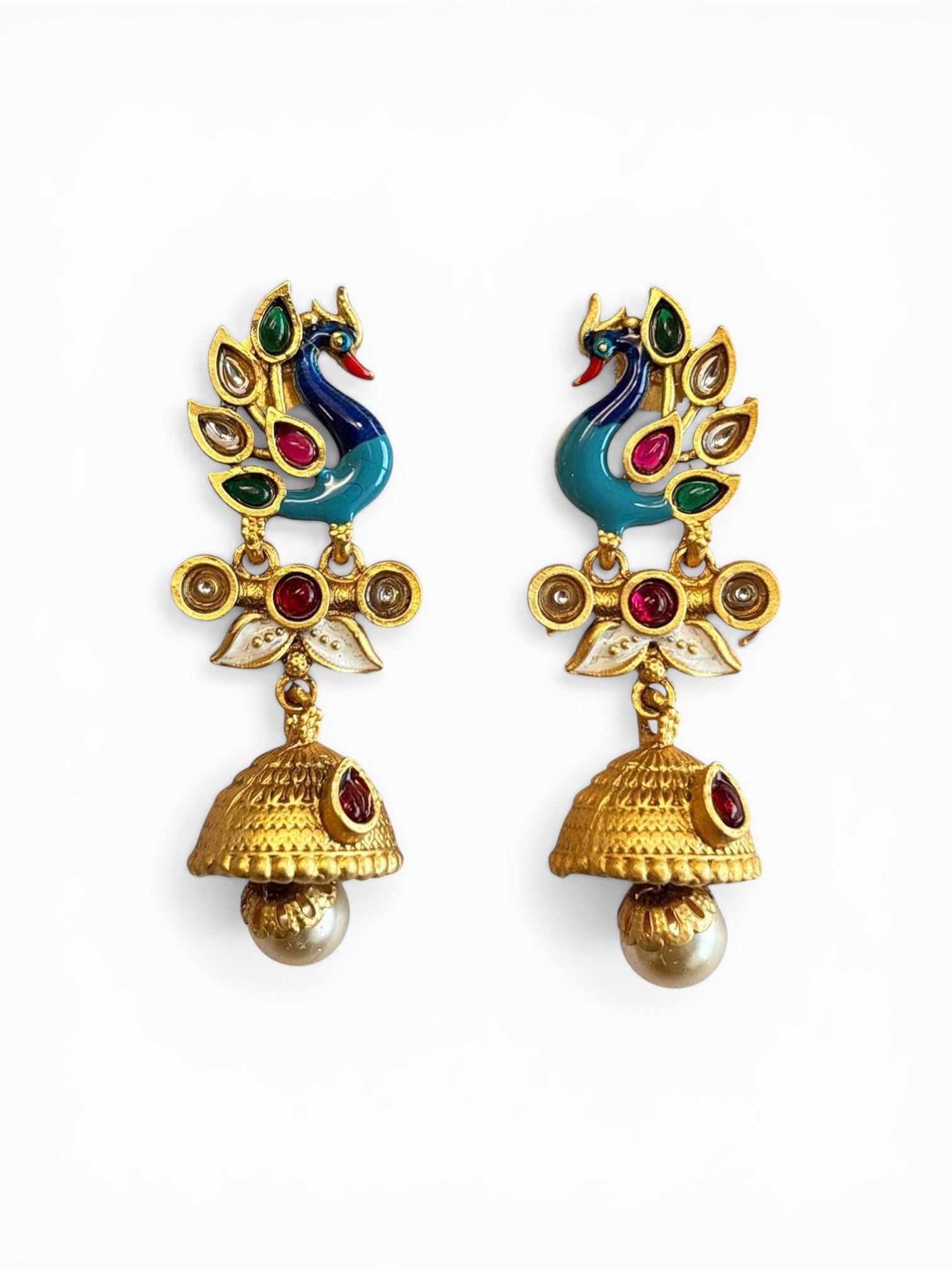 Peacock Design Jhumka Earrings