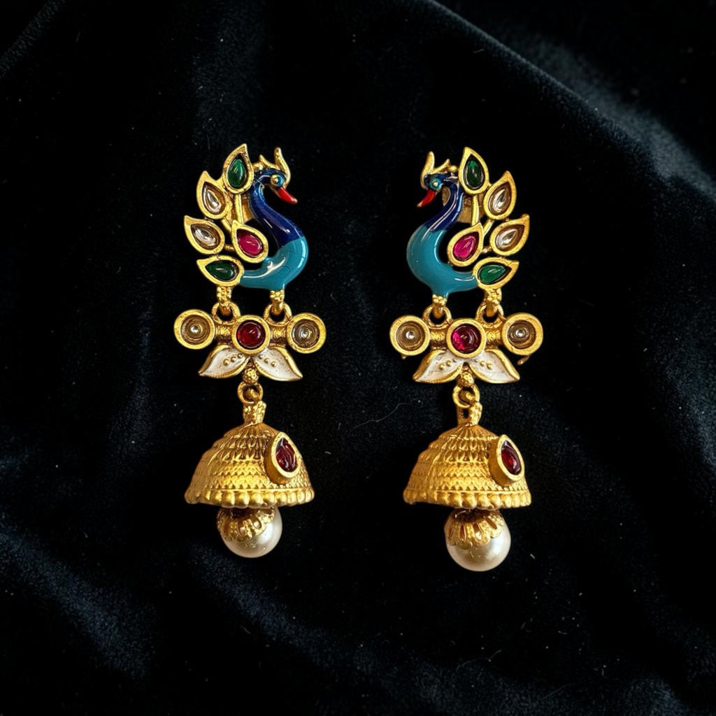 Peacock Design Jhumka Earrings
