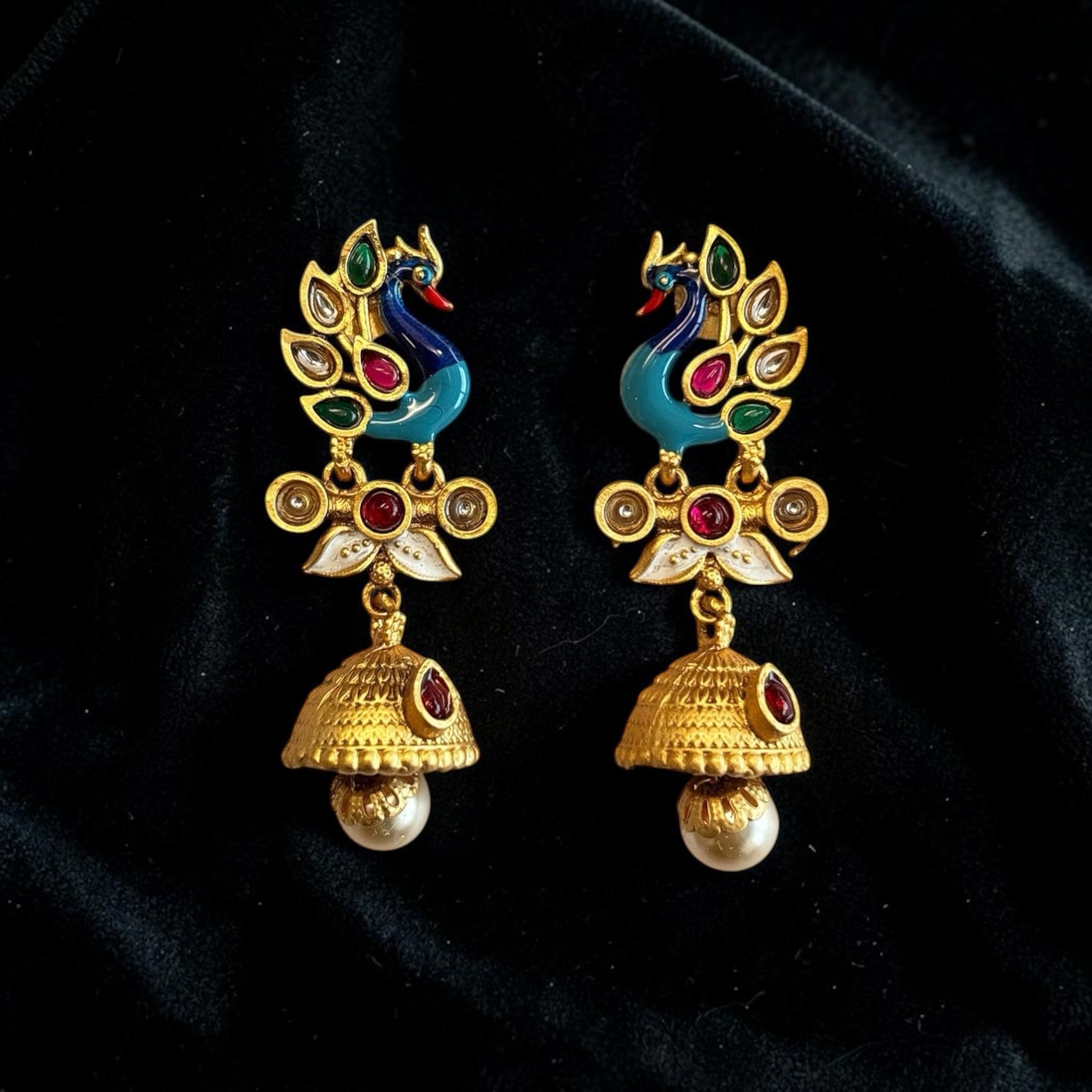 Peacock Design Jhumka Earrings