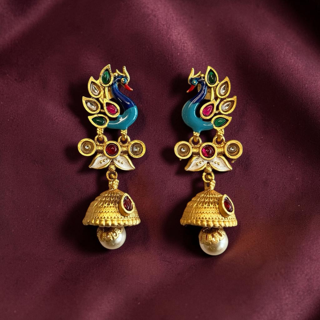 Peacock Design Jhumka Earrings