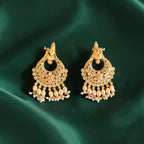 Krishna Design Kundan Chandbali Earrings with Pearls
